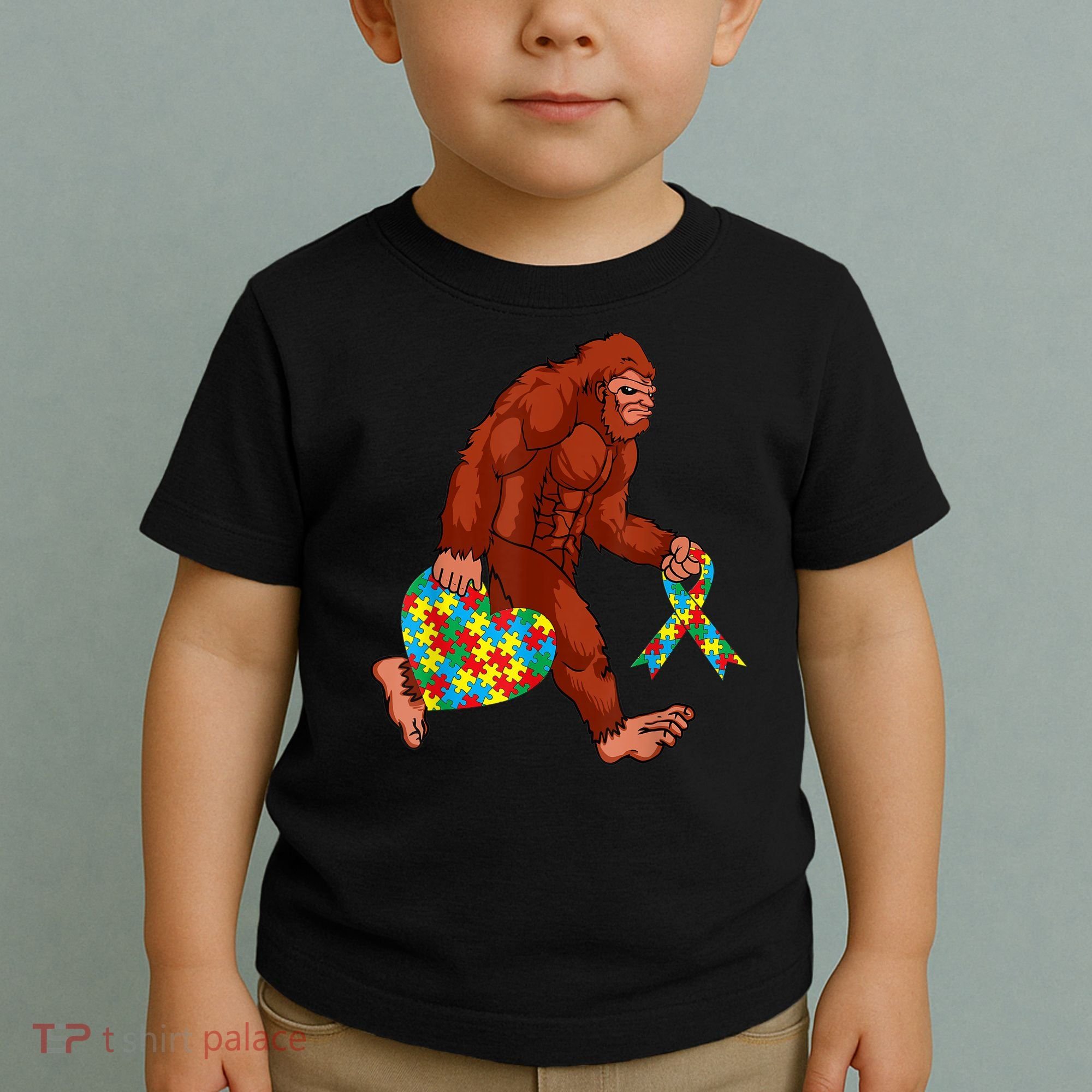 Funny Autism Bigfoot Autism Awareness Month Toddler T-Shirt