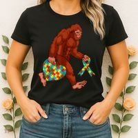 Funny Autism Bigfoot Autism Awareness Month Women's T-Shirt thumb 2