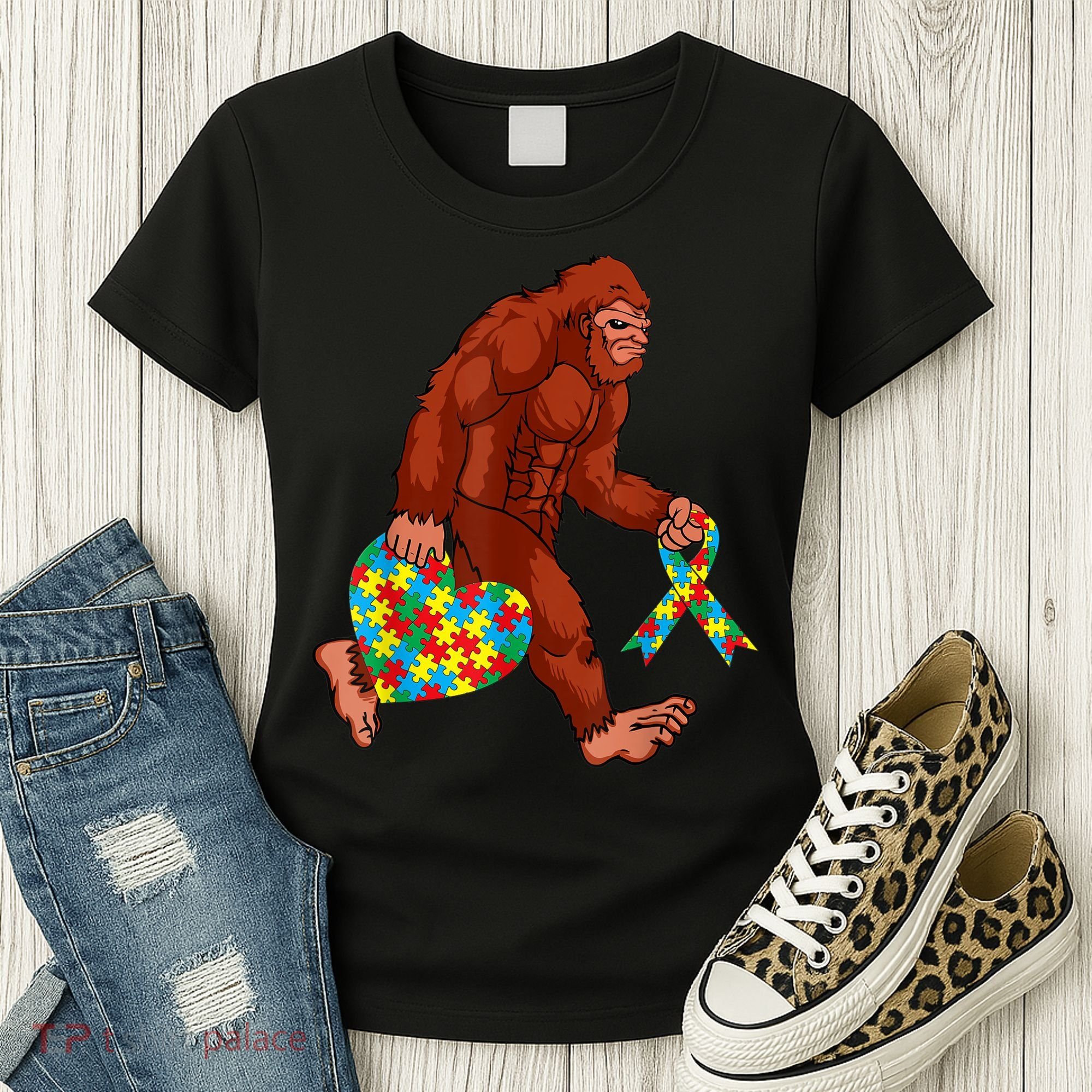 Funny Autism Bigfoot Autism Awareness Month Women's T-Shirt