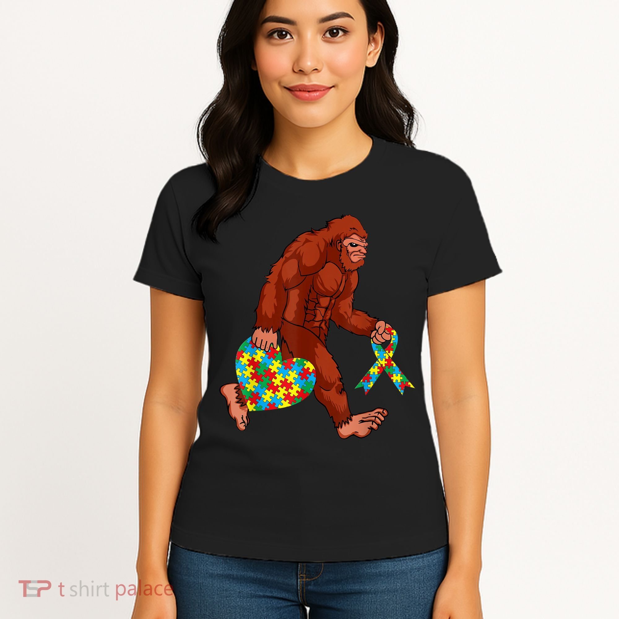Funny Autism Bigfoot Autism Awareness Month Women's T-Shirt