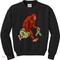 Funny Autism Bigfoot Autism Awareness Month Kids Sweatshirt thumb 0