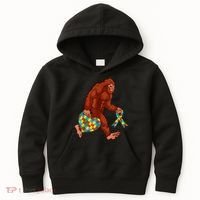 Funny Autism Bigfoot Autism Awareness Month Kids Hoodie thumb 0