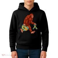 Funny Autism Bigfoot Autism Awareness Month Kids Hoodie thumb 4