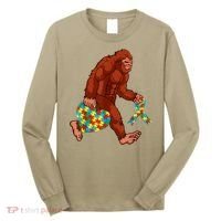Funny Autism Bigfoot Autism Awareness Month Long Sleeve Shirt thumb 0