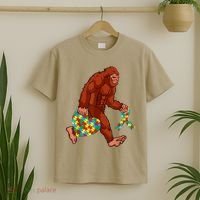 Funny Autism Bigfoot Autism Awareness Month T-Shirt thumb 2