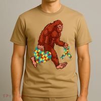 Funny Autism Bigfoot Autism Awareness Month T-Shirt thumb 3