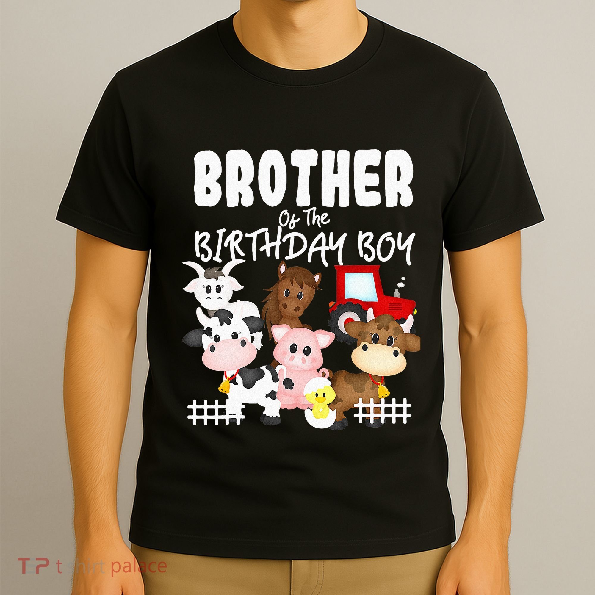 Farm Animals Barnyard Farm House Brother Of The Birthday Boy T-Shirt