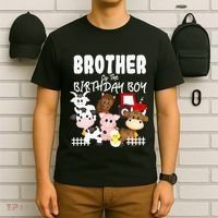 Farm Animals Barnyard Farm House Brother Of The Birthday Boy T-Shirt thumb 6