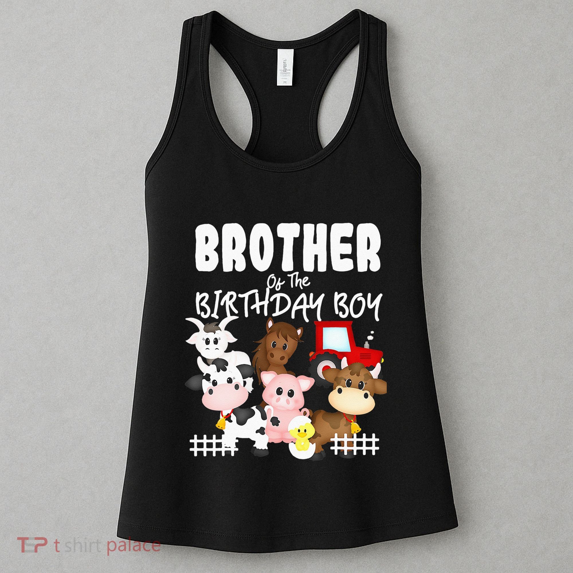 Farm Animals Barnyard Farm House Brother Of The Birthday Boy Women's Tank Top