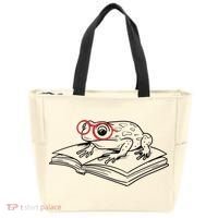 Frogs And Books Reading Literature Cute Gift Tote Bag thumb 0