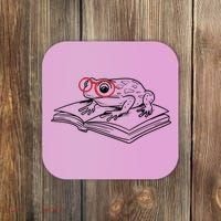 Frogs And Books Reading Literature Cute Gift Coaster thumb 0
