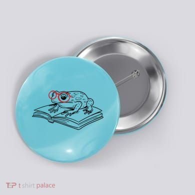 Frogs And Books Reading Literature Cute Gift Button