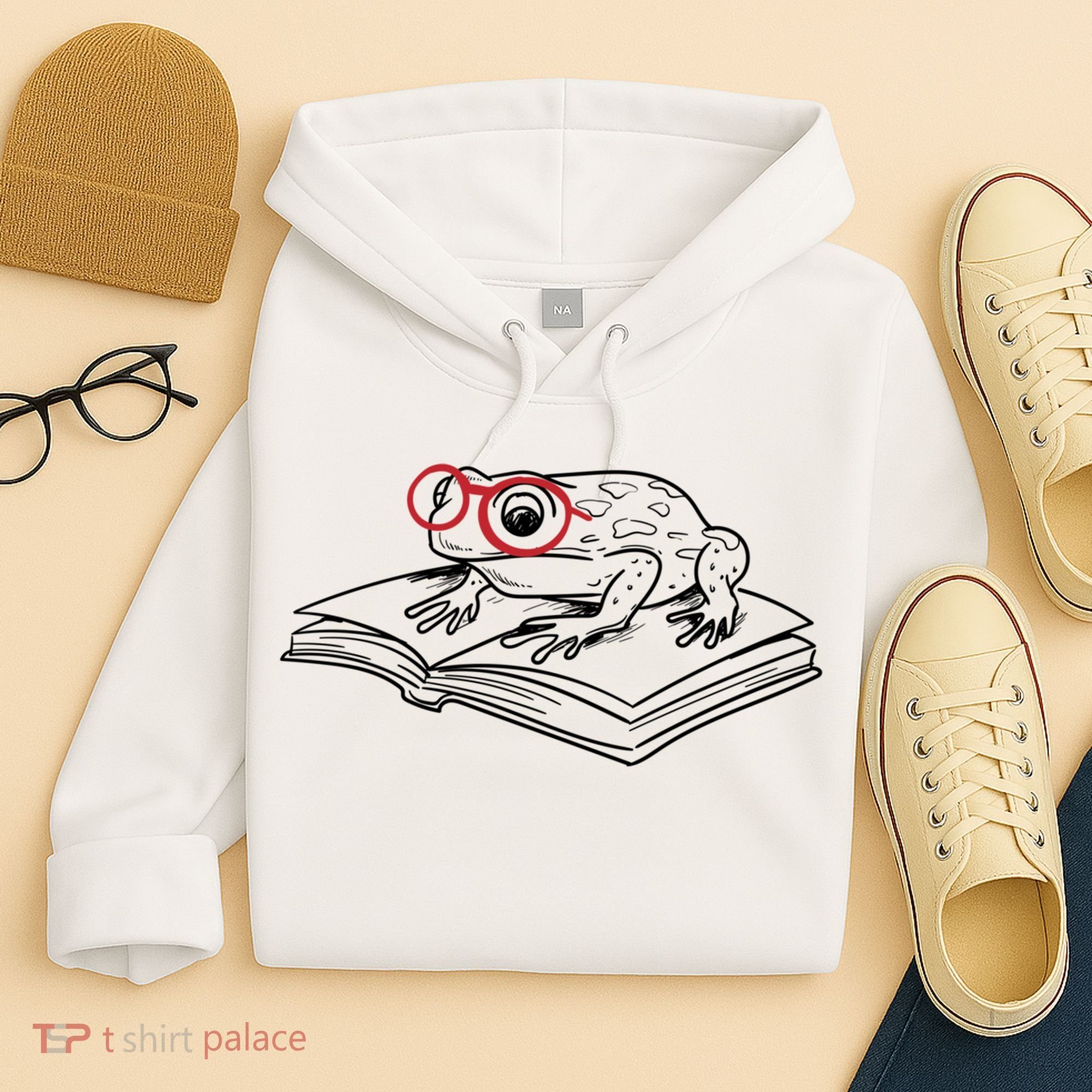 Frogs And Books Reading Literature Cute Gift Hoodie