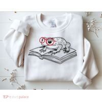 Frogs And Books Reading Literature Cute Gift Sweatshirt thumb 2