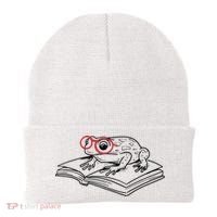 Frogs And Books Reading Literature Cute Gift Beanie thumb 0