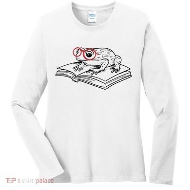 Frogs And Books Reading Literature Cute Gift Women's Long Sleeve Shirt