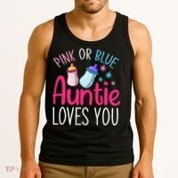 Future Aunt Baby Shower Pregnancy Auntie Gender Reveal Tank Top thumb 3