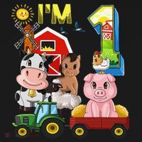 Farm Animals Barnyard Tractor 1st Birthday I'm 1 Year Old Baby Bodysuit thumb 2