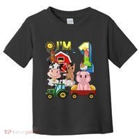 Farm Animals Barnyard Tractor 1st Birthday I'm 1 Year Old Toddler T-Shirt thumb 0