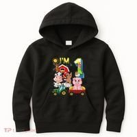 Farm Animals Barnyard Tractor 1st Birthday I'm 1 Year Old Kids Hoodie thumb 0