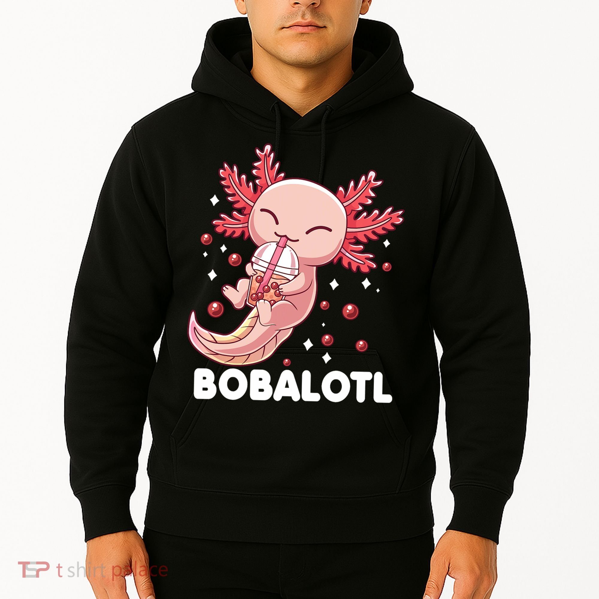 Funny Axolotl Bobalotl Boba Tea Bubble Milk Kawaii Anime  Hoodie