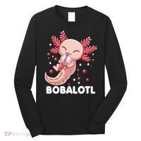 Funny Axolotl Bobalotl Boba Tea Bubble Milk Kawaii Anime  Long Sleeve Shirt thumb 0