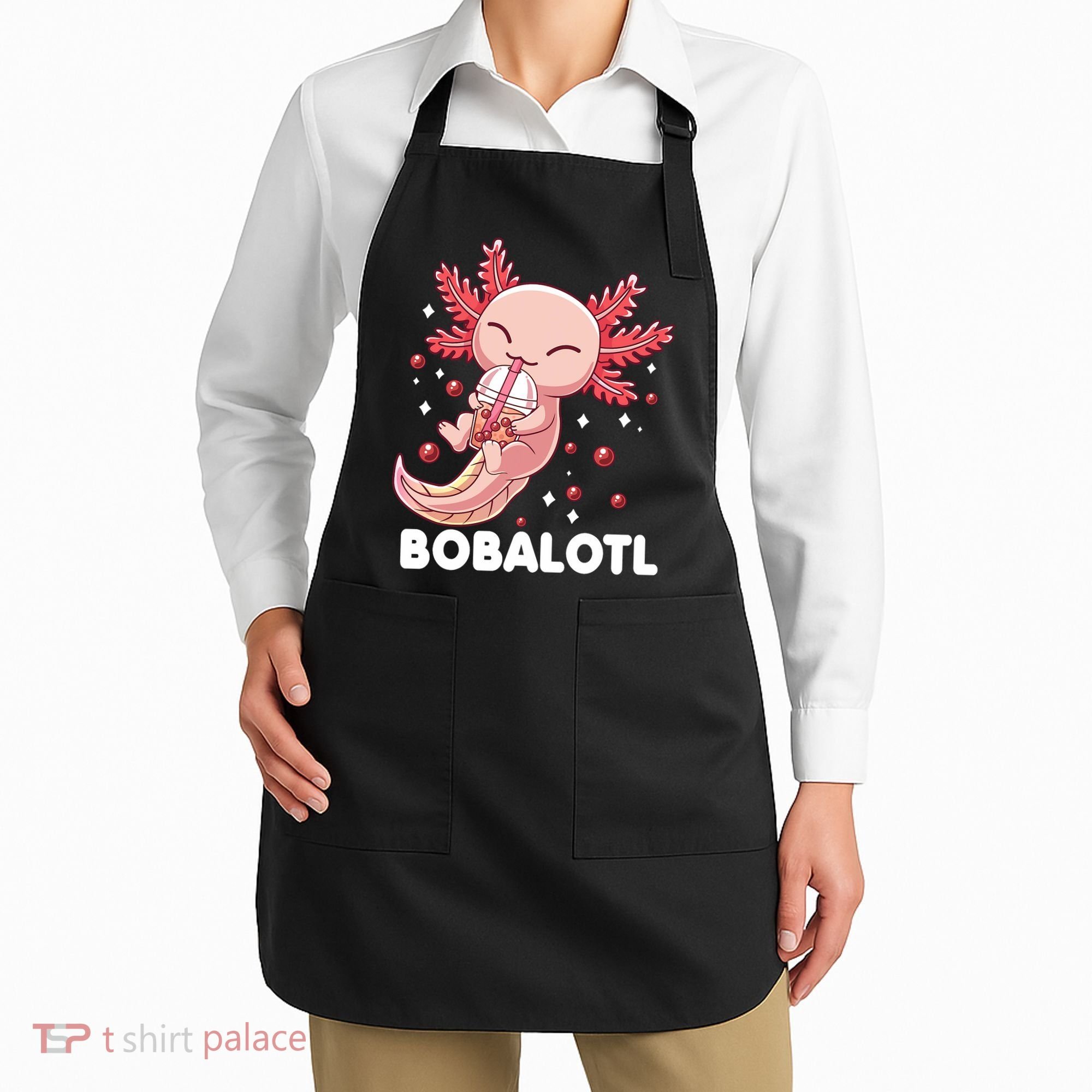 Funny Axolotl Bobalotl Boba Tea Bubble Milk Kawaii Anime  Apron