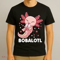 Funny Axolotl Bobalotl Boba Tea Bubble Milk Kawaii Anime  T-Shirt thumb 3