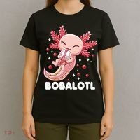 Funny Axolotl Bobalotl Boba Tea Bubble Milk Kawaii Anime  T-Shirt thumb 4