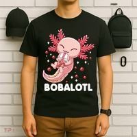 Funny Axolotl Bobalotl Boba Tea Bubble Milk Kawaii Anime  T-Shirt thumb 6