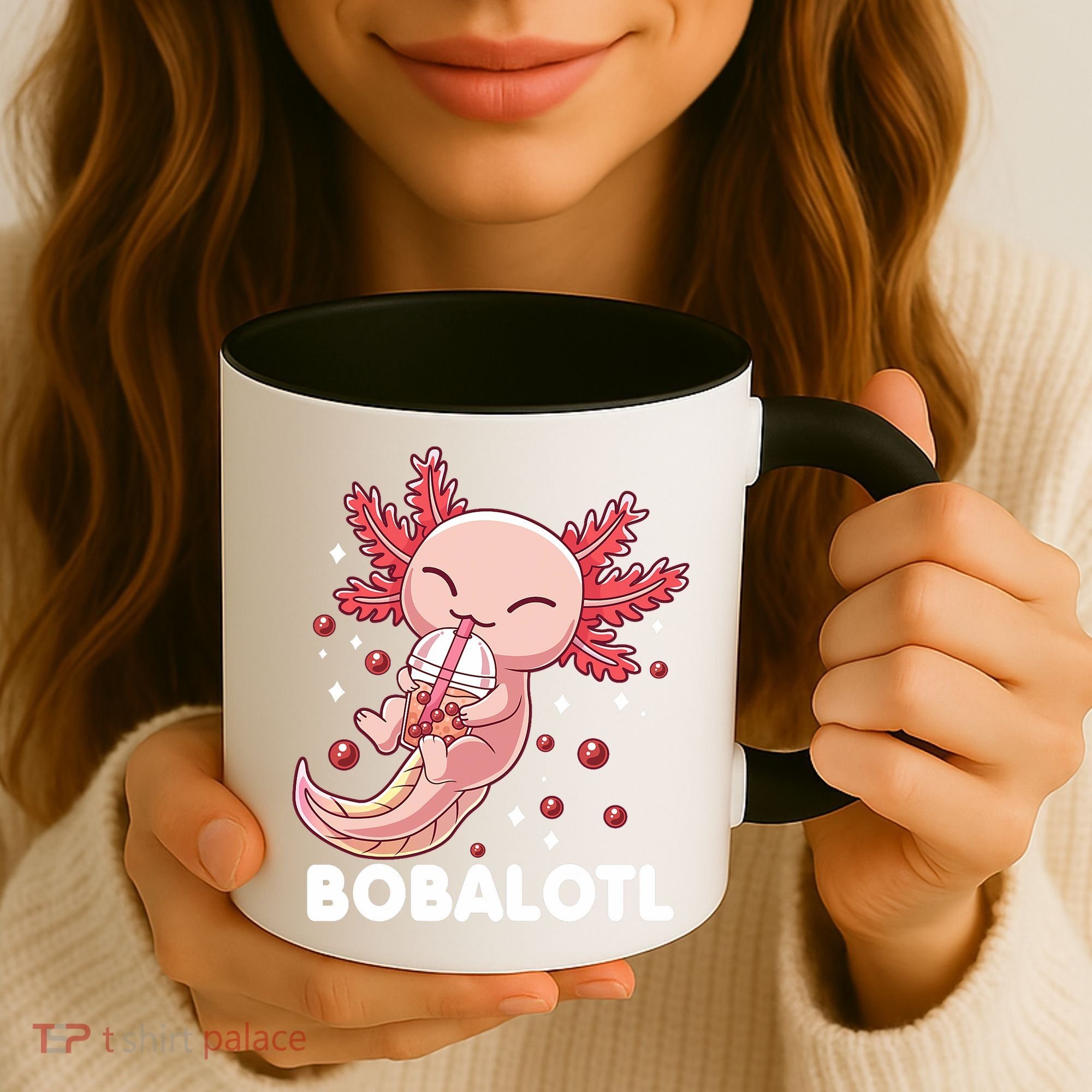 Funny Axolotl Bobalotl Boba Tea Bubble Milk Kawaii Anime  Coffee Mug