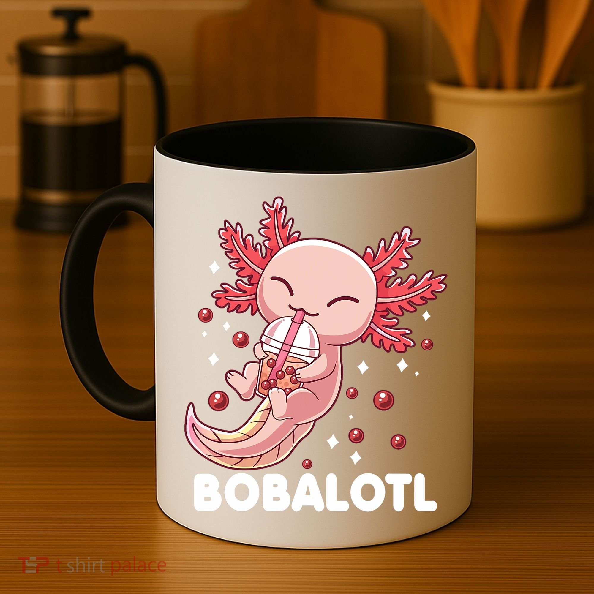 Funny Axolotl Bobalotl Boba Tea Bubble Milk Kawaii Anime  Coffee Mug