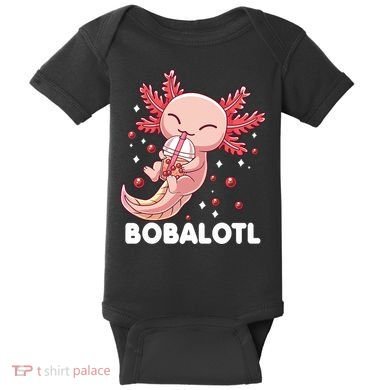 Funny Axolotl Bobalotl Boba Tea Bubble Milk Kawaii Anime  Baby Bodysuit