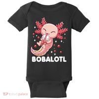 Funny Axolotl Bobalotl Boba Tea Bubble Milk Kawaii Anime  Baby Bodysuit thumb 0