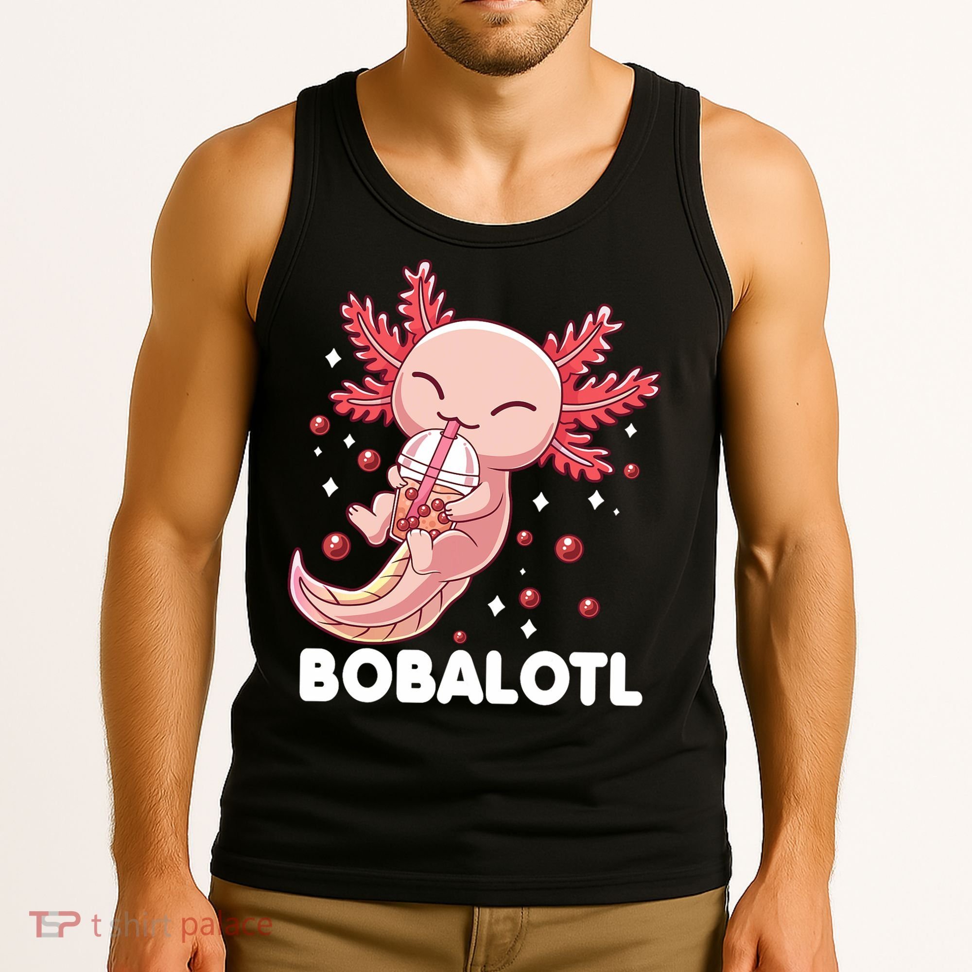 Funny Axolotl Bobalotl Boba Tea Bubble Milk Kawaii Anime  Tank Top