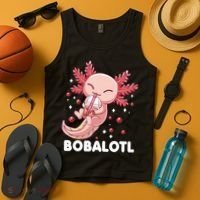 Funny Axolotl Bobalotl Boba Tea Bubble Milk Kawaii Anime  Tank Top thumb 4