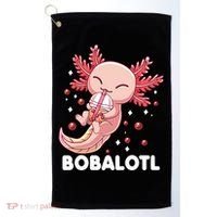 Funny Axolotl Bobalotl Boba Tea Bubble Milk Kawaii Anime  Golf Towel thumb 0