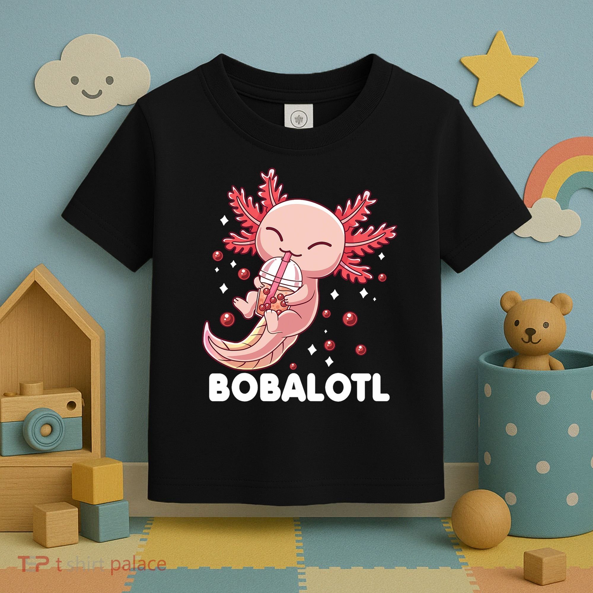 Funny Axolotl Bobalotl Boba Tea Bubble Milk Kawaii Anime  Toddler T-Shirt