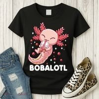 Funny Axolotl Bobalotl Boba Tea Bubble Milk Kawaii Anime  Women's T-Shirt thumb 3