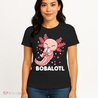 Funny Axolotl Bobalotl Boba Tea Bubble Milk Kawaii Anime  Women's T-Shirt thumb 4