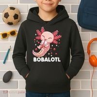 Funny Axolotl Bobalotl Boba Tea Bubble Milk Kawaii Anime  Kids Hoodie thumb 2