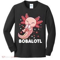 Funny Axolotl Bobalotl Boba Tea Bubble Milk Kawaii Anime  Kids Long Sleeve Shirt thumb 0