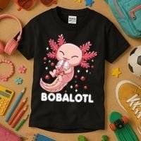 Funny Axolotl Bobalotl Boba Tea Bubble Milk Kawaii Anime  Kids T-Shirt thumb 3