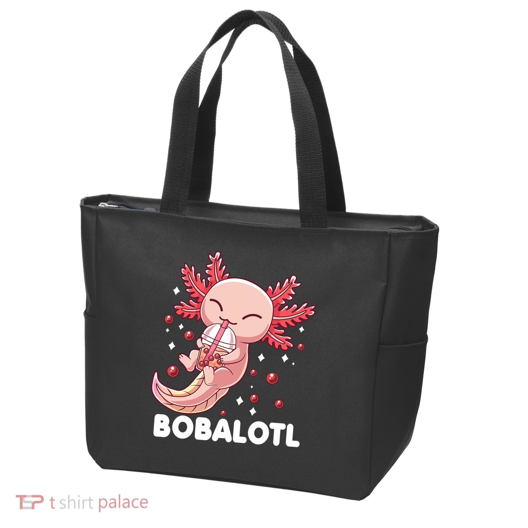 Funny Axolotl Bobalotl Boba Tea Bubble Milk Kawaii Anime  Tote Bag