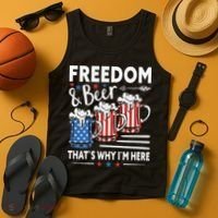 Freedom And Beer That`s Why I`m Here Funny 4th Of July Tank Top thumb 4