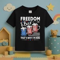 Freedom And Beer That`s Why I`m Here Funny 4th Of July Toddler T-Shirt thumb 3