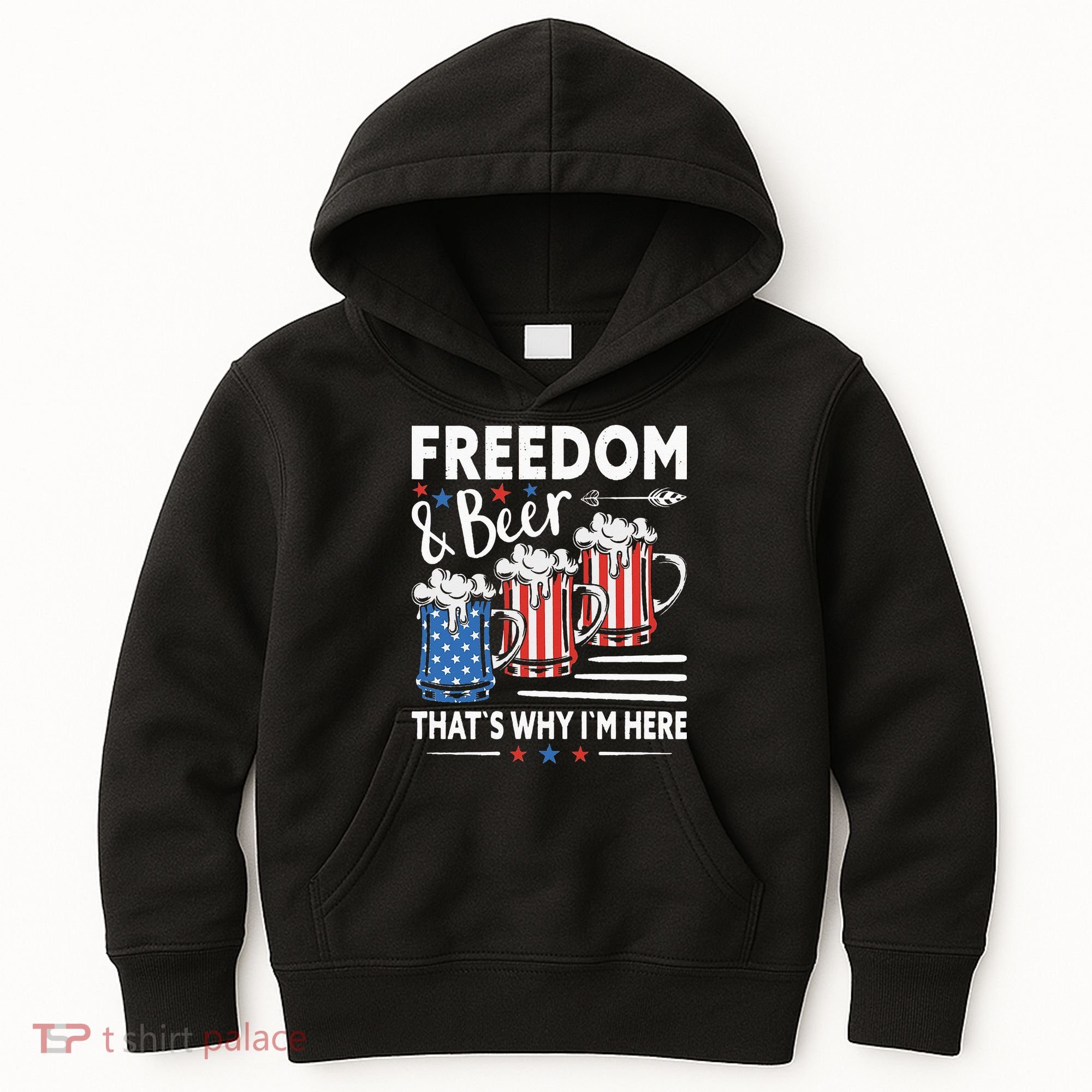 Freedom And Beer That`s Why I`m Here Funny 4th Of July Kids Hoodie
