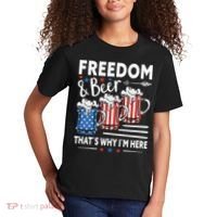 Freedom And Beer That`s Why I`m Here Funny 4th Of July Kids T-Shirt thumb 2