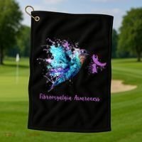 Fibromyalgia Awareness Bird Cancer Nurse Golf Towel thumb 1