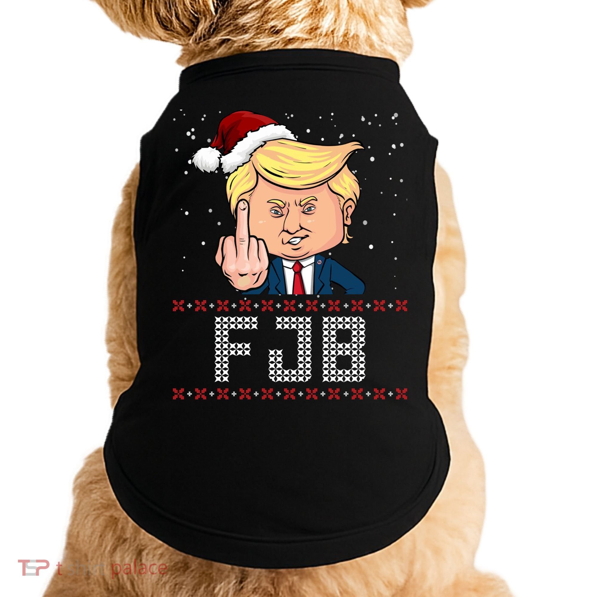 FJB Anti Biden Trump Flicking Off Ugly Christmas Doggie Tank